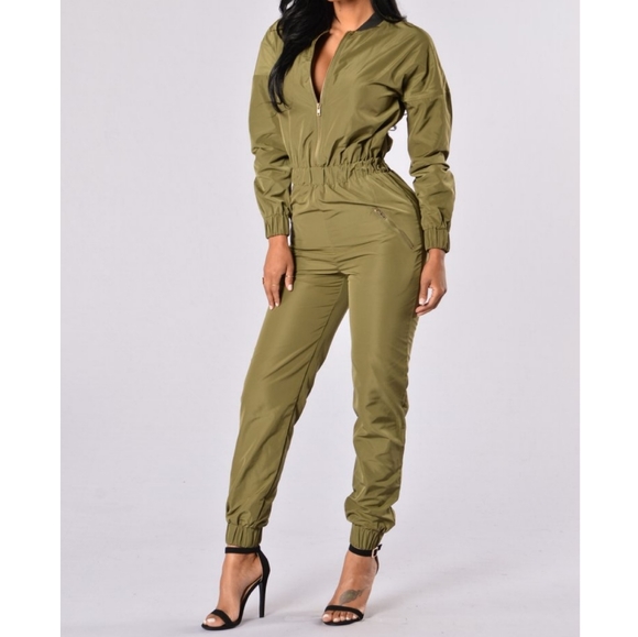 Fashion Nova Pants - Topgun Jumpsuit - olive